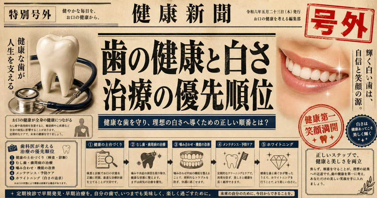 むし歯・歯周病でも歯を白くできる？痛みを防ぐ治療の優先順位