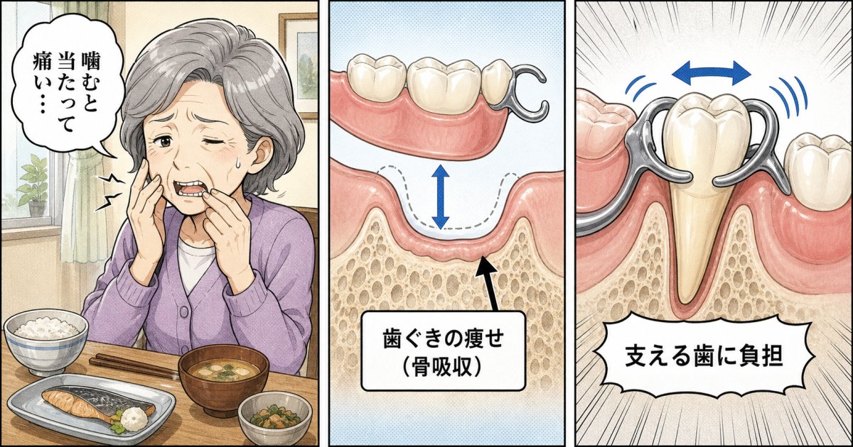 部分入れ歯がガタつく・痛む主な原因と放置するリスク